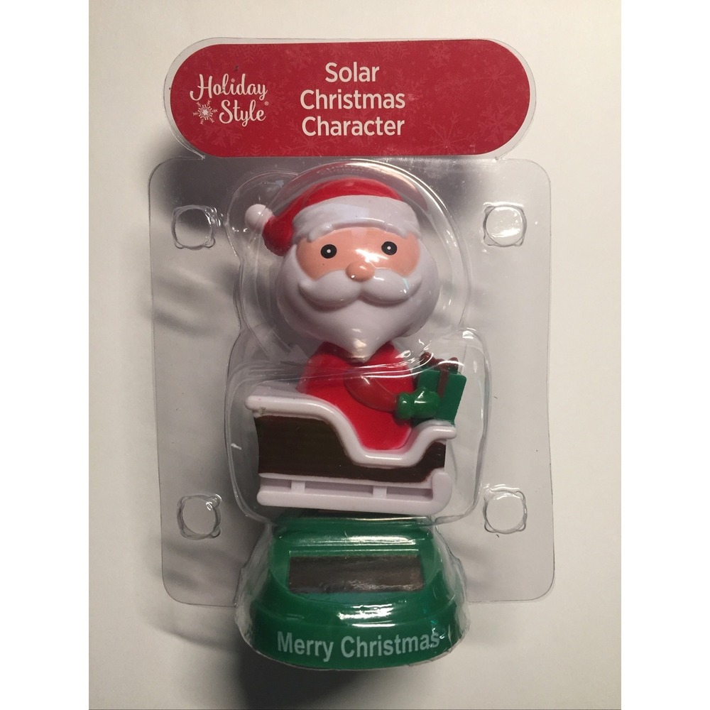 NEW Solar Powered Dancing Christmas Santa Claus Presents Sleigh Bobble Head Toy